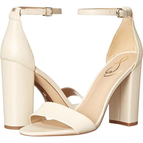 Sam Edelman Shoes - NIB Sam Edelman Yaro Heels Women's Size 6.5 M Ivory Leather Open Toe 3.75" Shoes